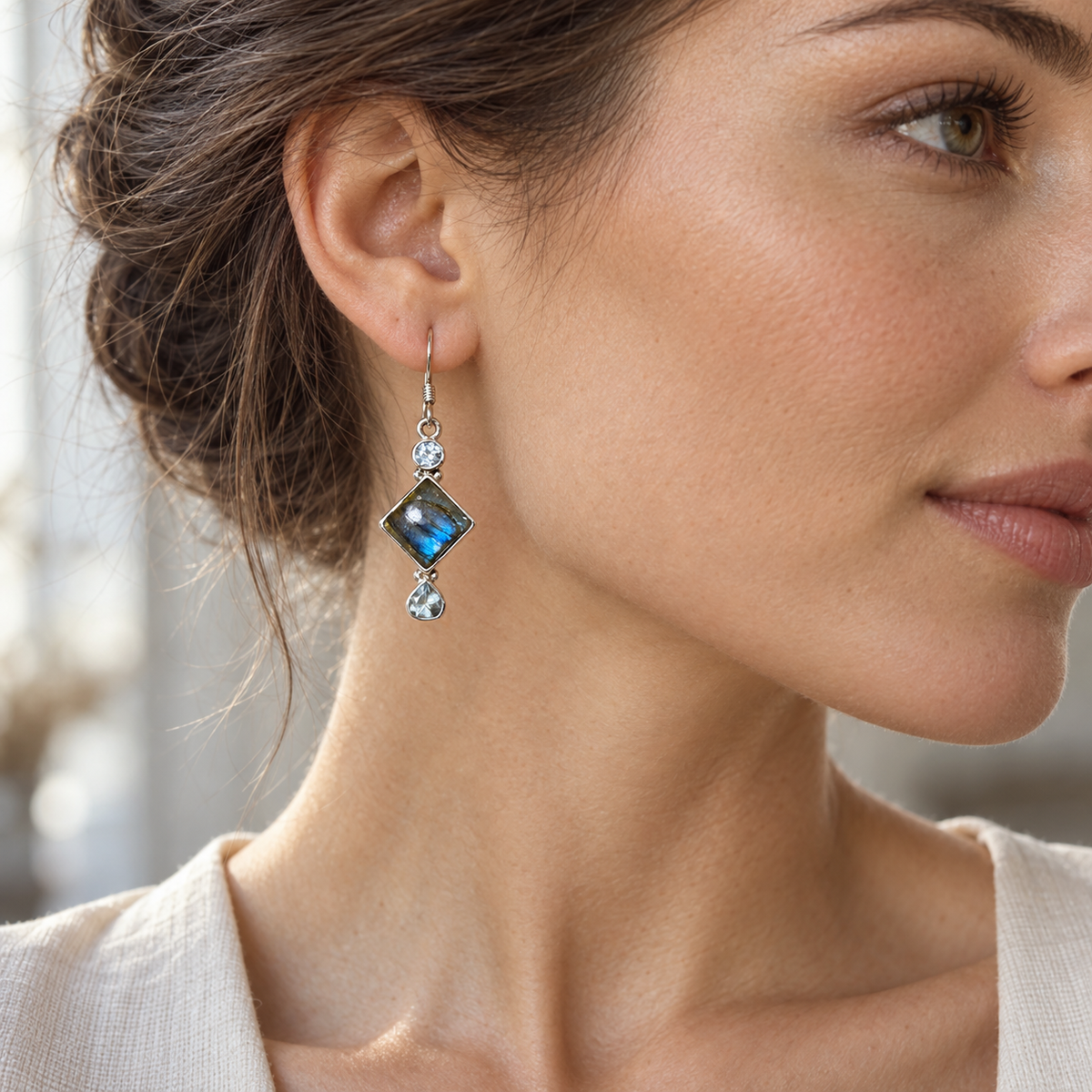 Boucles d’oreilles Labradorite en argent 925
