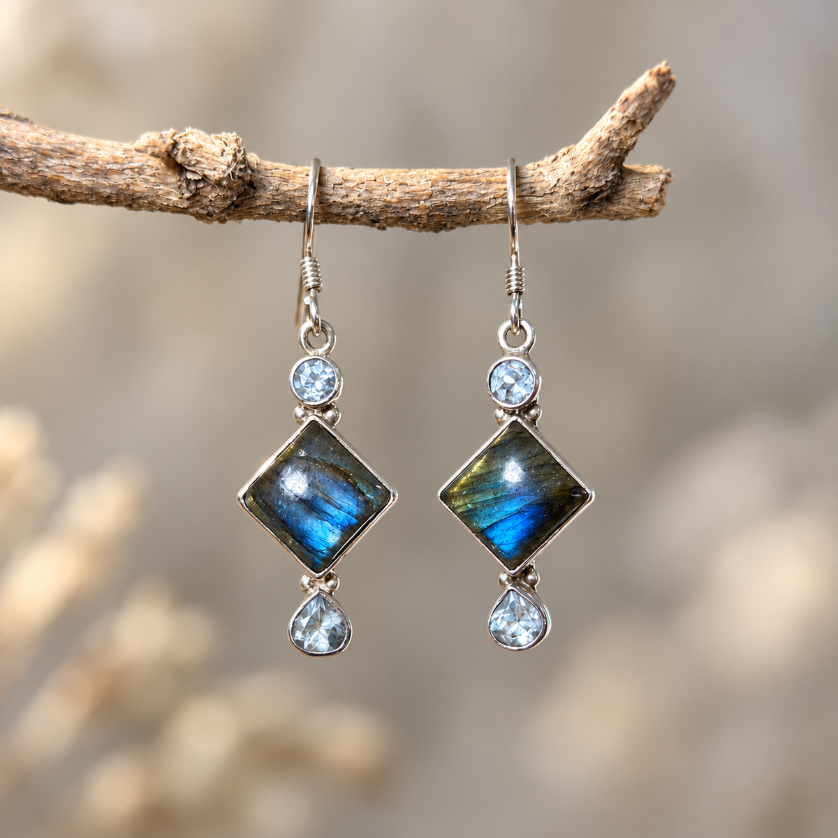 Boucles d’oreilles Labradorite en argent 925