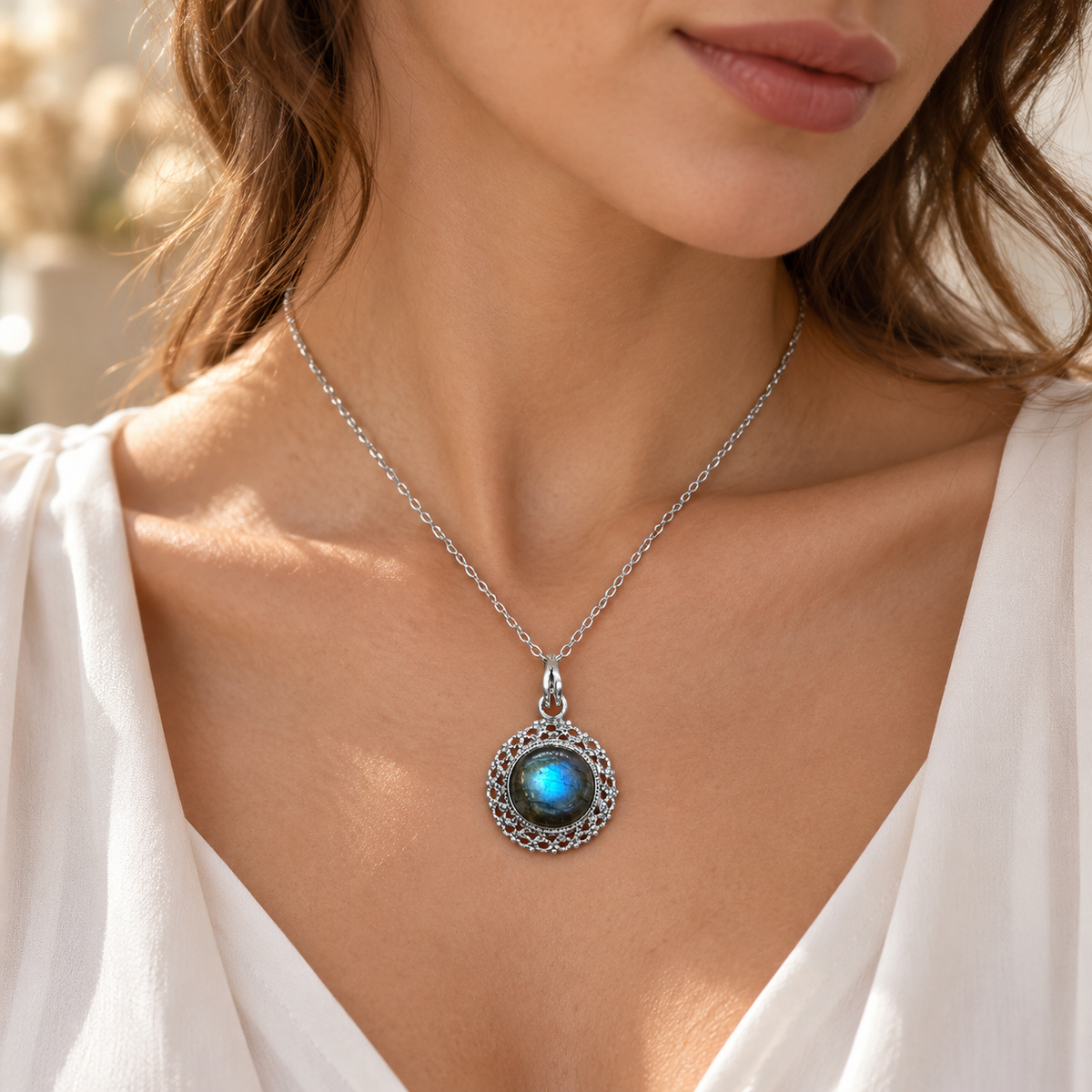Pendentif  Labradorite en argent 925